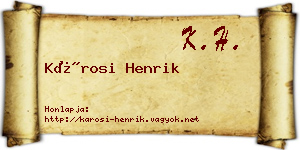 Károsi Henrik névjegykártya